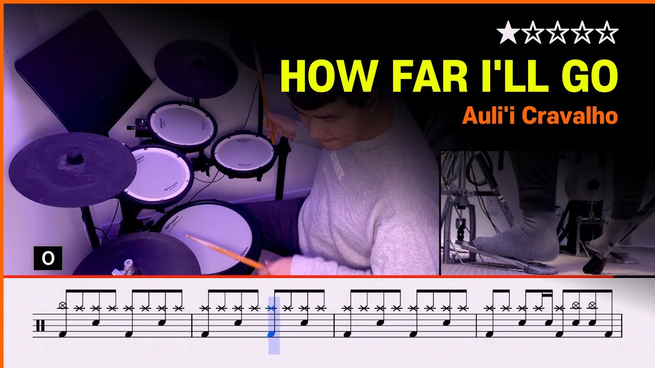 [Lv.01] How Far I'll Go (Moana) - Auli'i Cravalho (★☆☆☆☆) Pop Drum Cover with Sheet Music