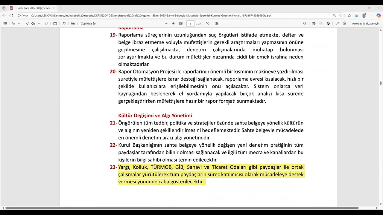 KURGAN --1 Ekim 2025 Sahte Belgeyle Mucadele Stratejisi Kurulus Gozetimli Analizi