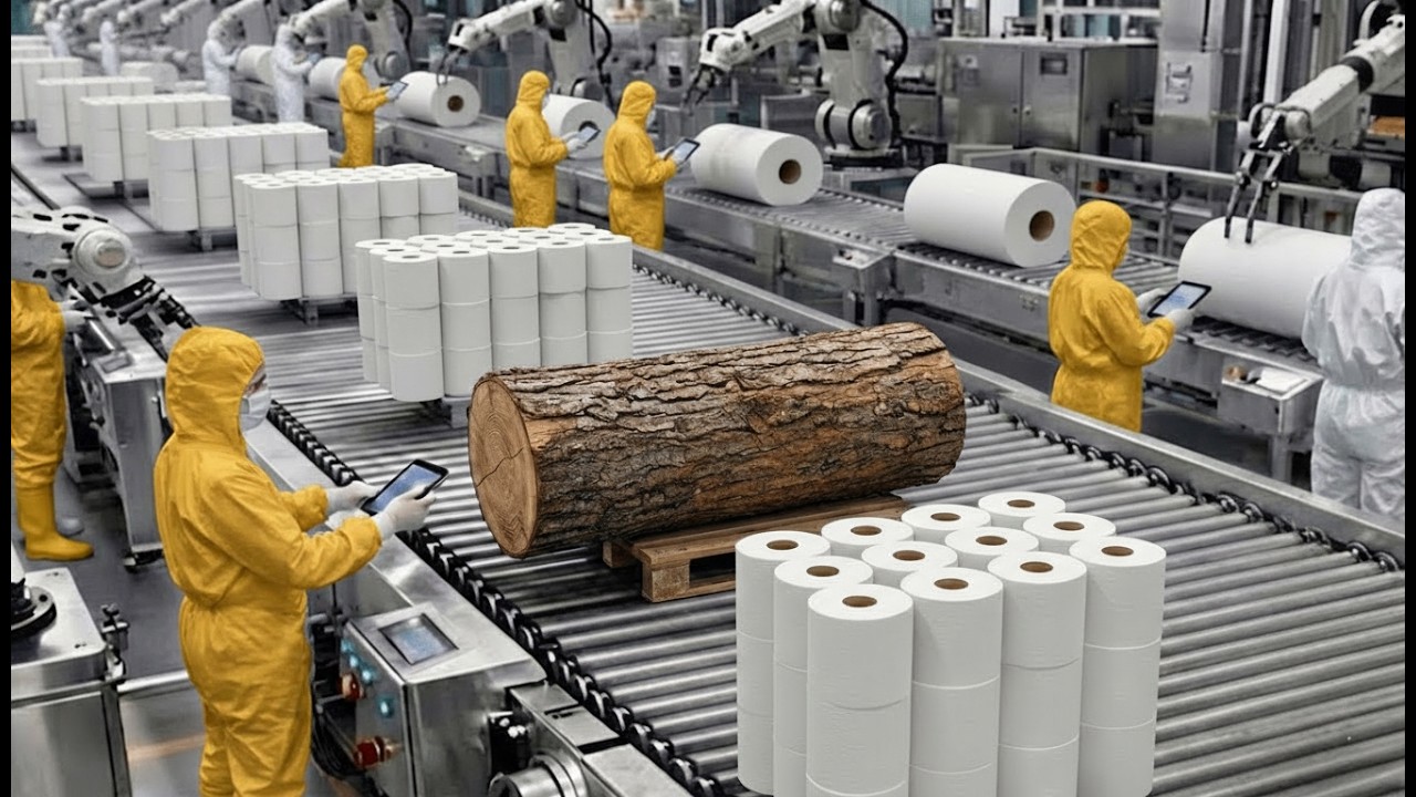Inside a Toilet Paper Factory | From Wood Logs to Soft Tissue Rolls (Full Process)