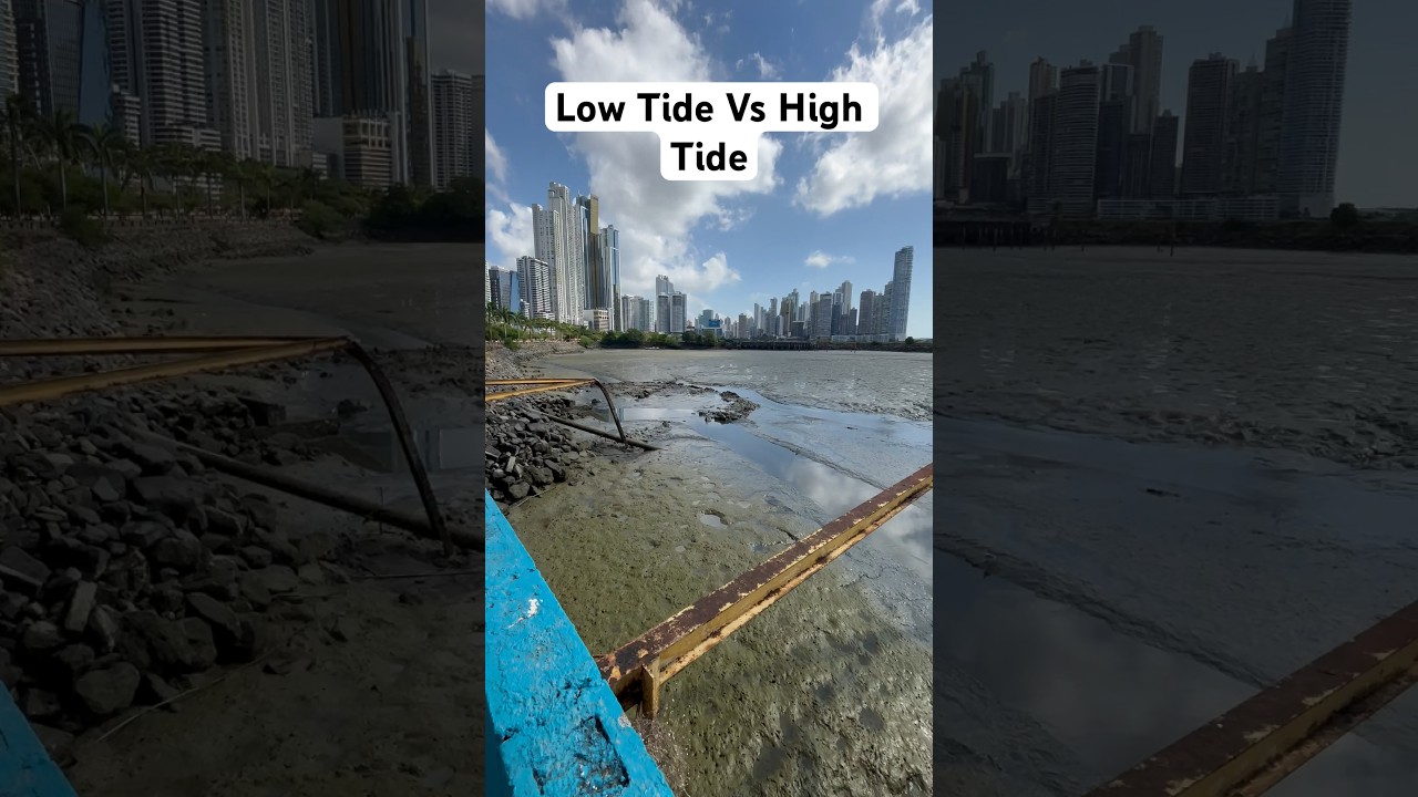 Low tide compared to high tide in Panama City, Panama #Travel #Water #Tides