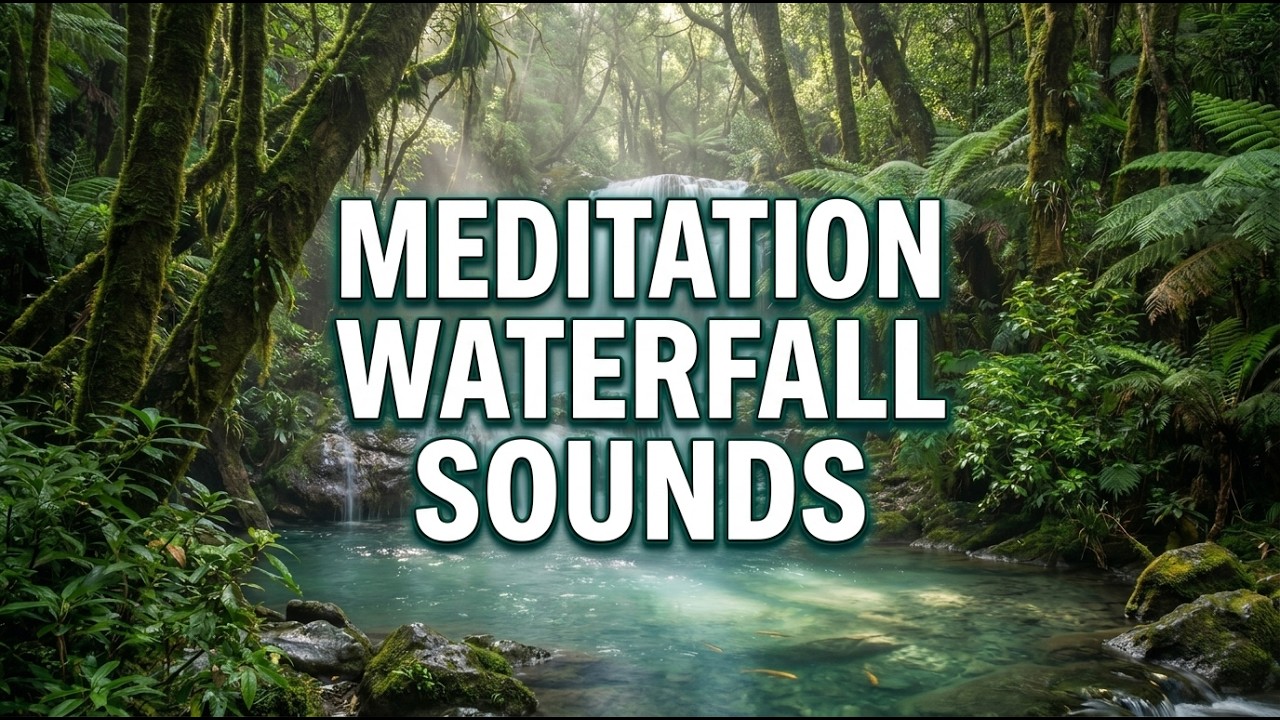 Peaceful Piano Music with Jungle Waterfall Ambience for Deep Sleep, Meditation and Anxiety Relief