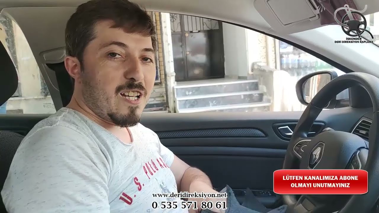 Renault Megane 4 tam uyumlu direksiyon kılıfı dikim Videosu. İskender deri direksiyon farkıyla.