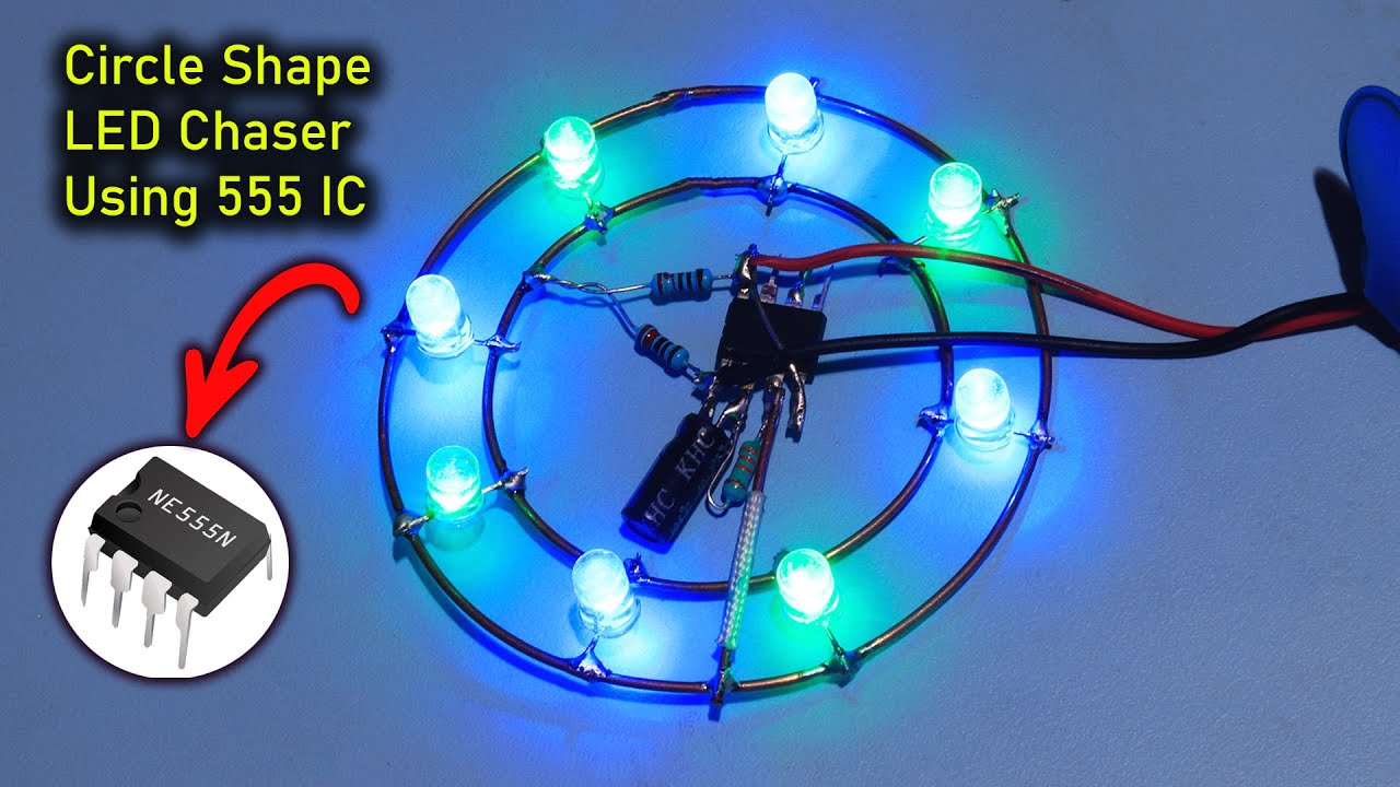 Circle Shape LED Chaser Using 555 Timer IC