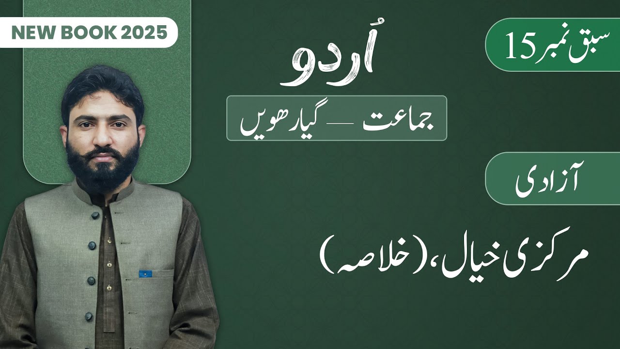 11th Class Urdu Chapter 15 | Markazi Khyaal, Khulasa | Class 11th Urdu New Book 2025