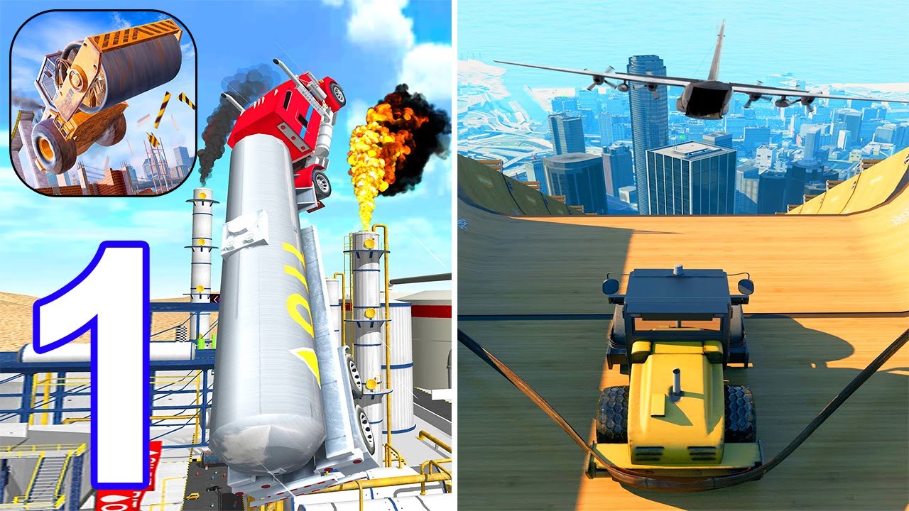 Construction Ramp Jumping - Gameplay Walkthrough Part 1 Levels 1 - 3 (Android, iOS)