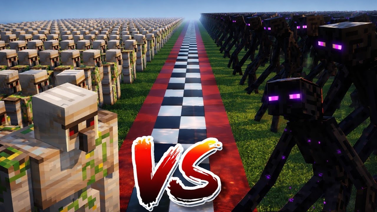 1000x Iron Golems Vs 500 mutant Endermans In Mob Battle