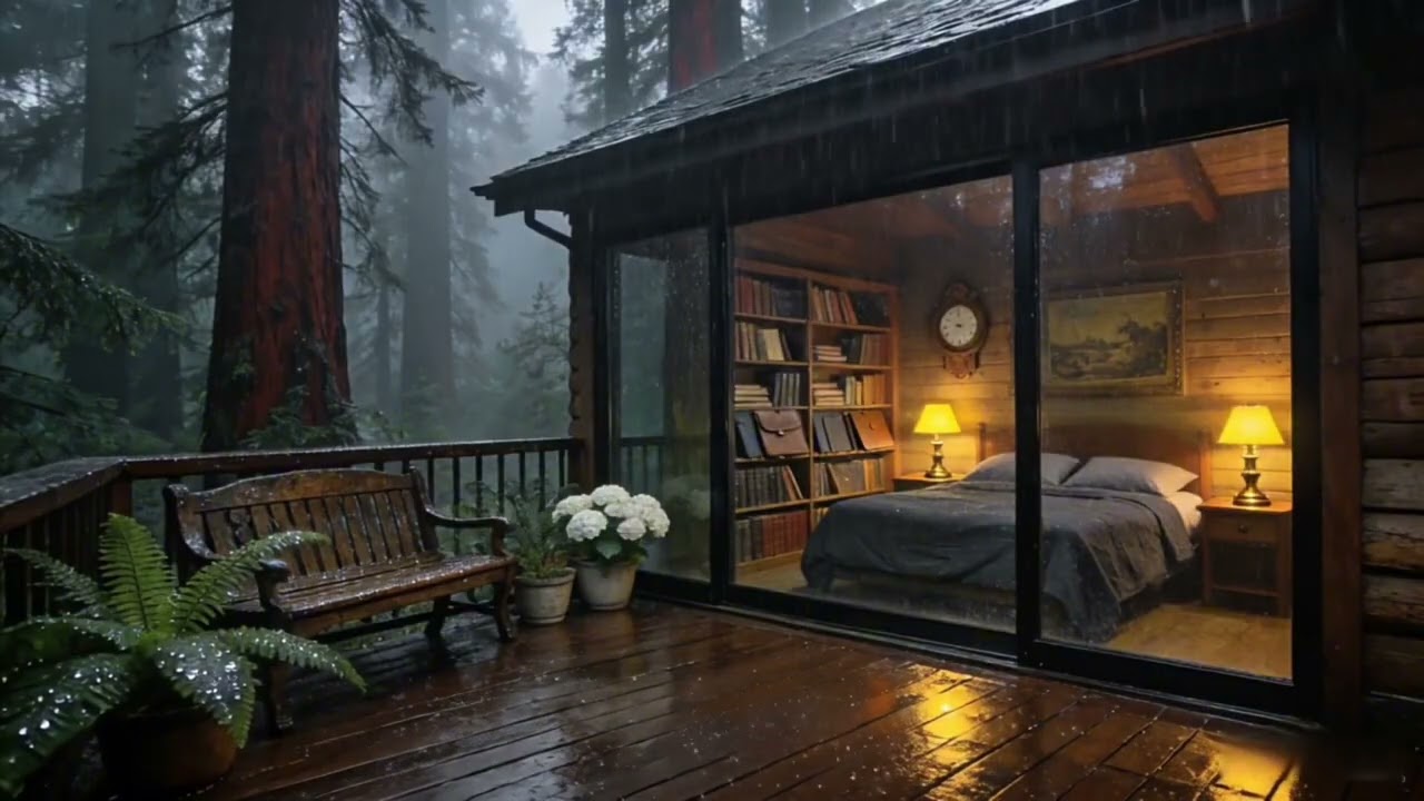 Best Rain In The Forest Cabin🌲｜Peaceful Sleep With Rain Sounds 