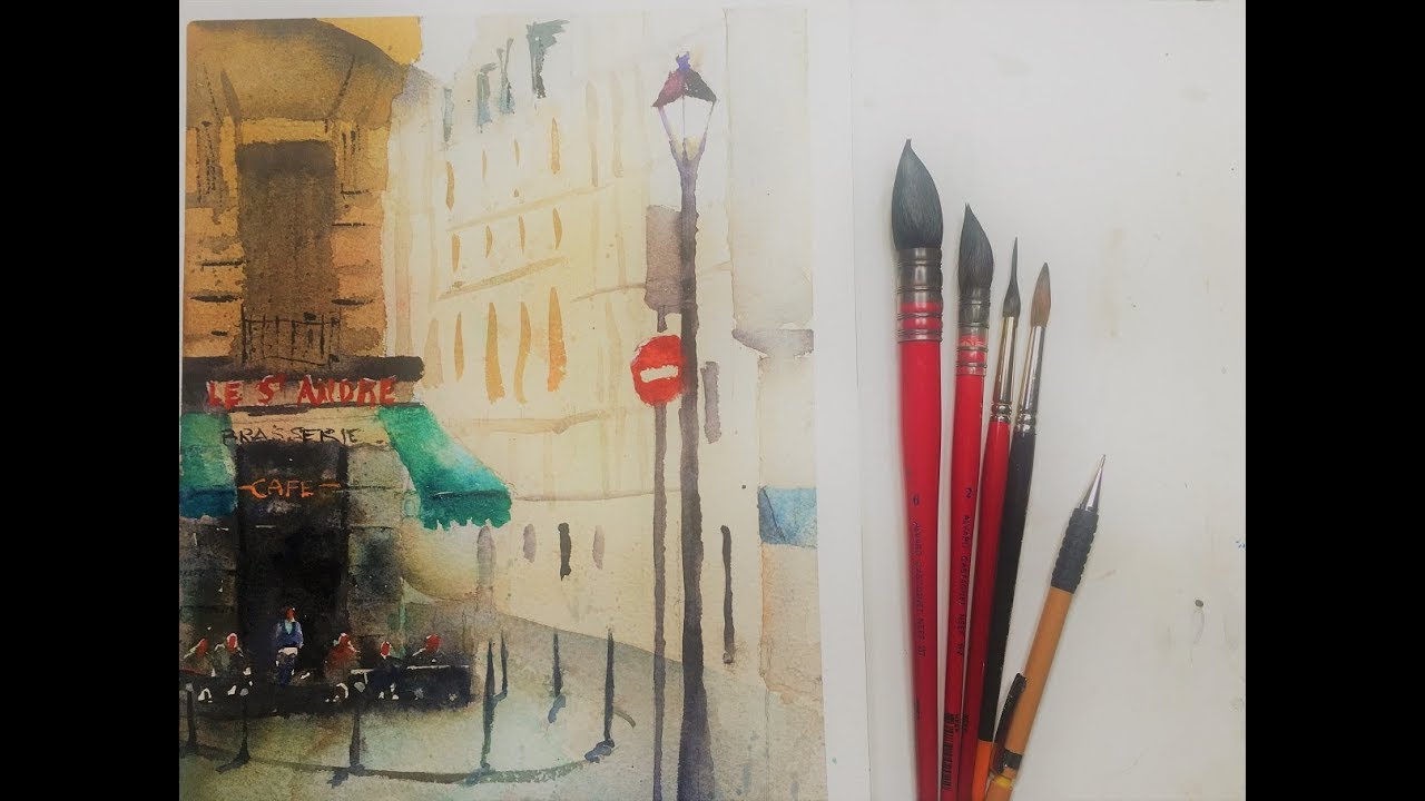 Paris France Cafe Watercolor Streetscape Painting - with Chris Petri