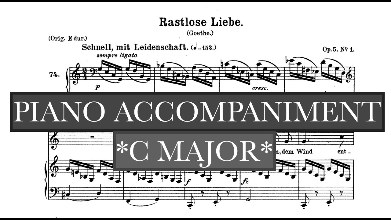 Rastlose Liebe (Schubert) C Major Piano Accompaniment and Vocal Guide - Karaoke