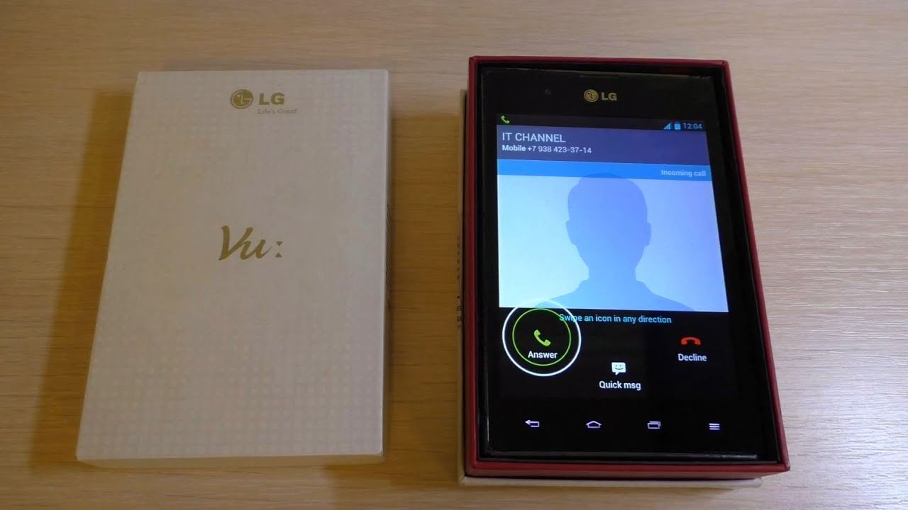 LG Optimus Vu Incoming Call in Box