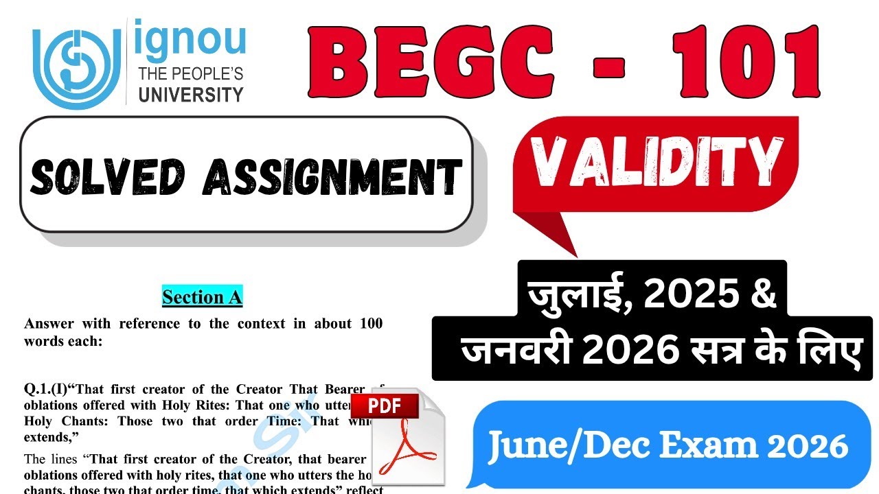 Begc 101 Solved Assignment 2025-26 | Begc 101 Assignment 2025-26 English | IGNOU June/Dec Exam 2026