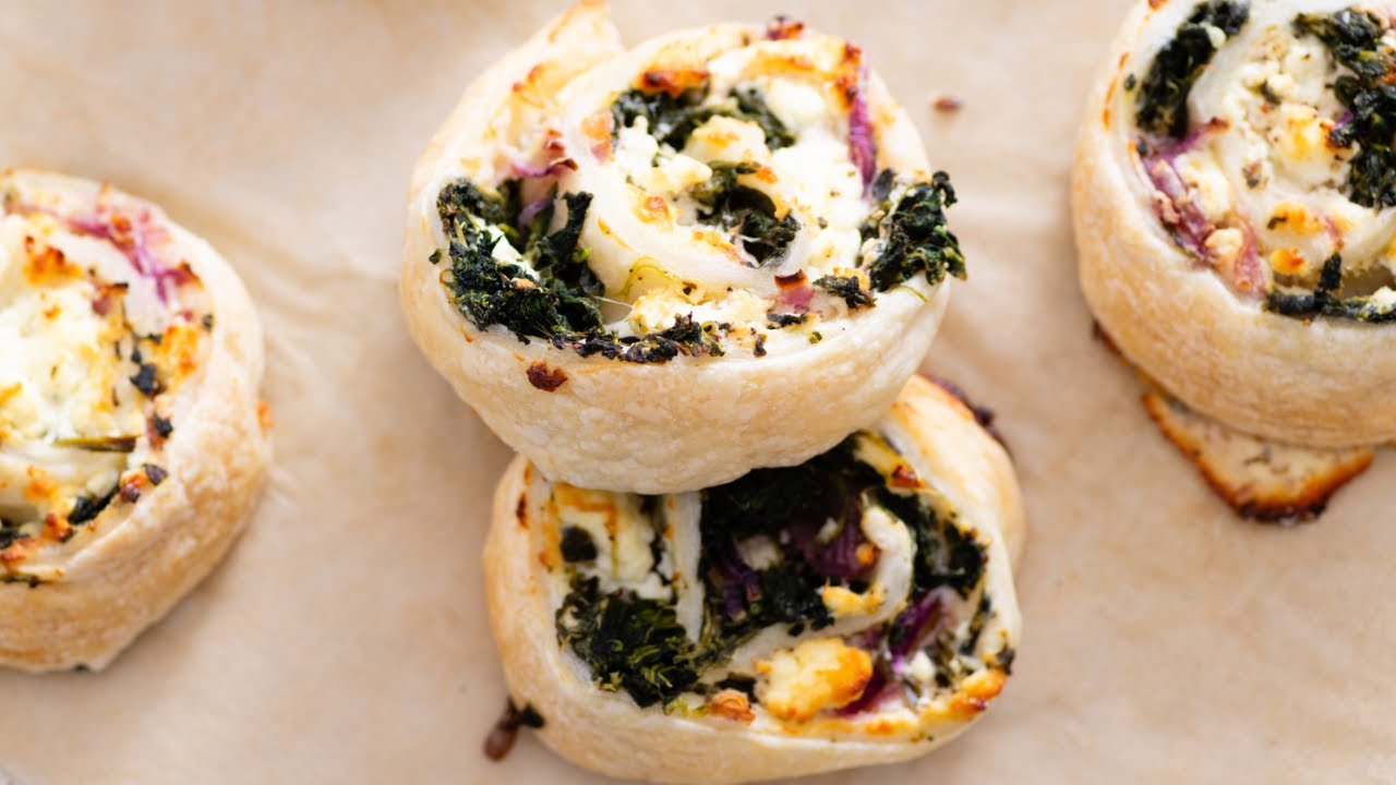 Blätterteig Spinat Feta Schnecken