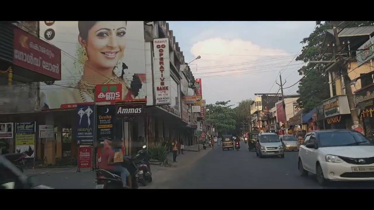 Car Trip Inside North Paravur Town in Ernakulam, Kerala