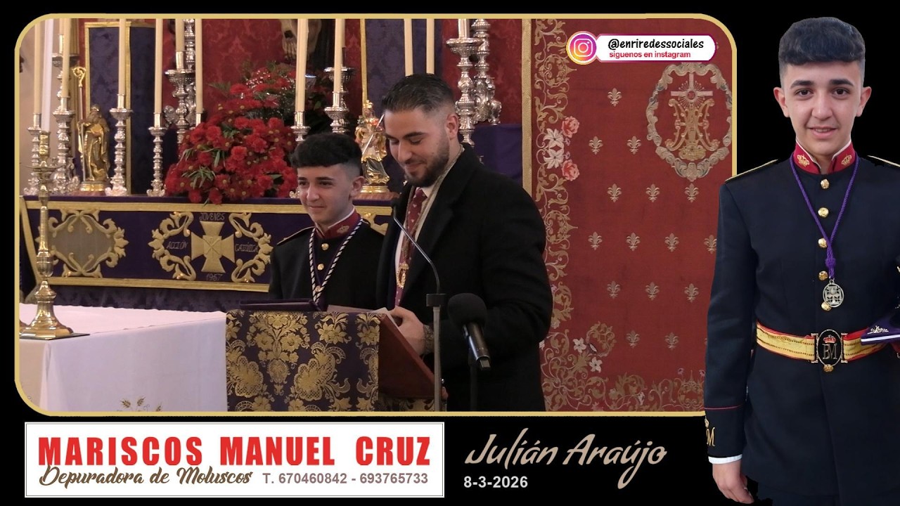La Hermandad de la Virgen del Mar también tuvo un detalle con Julián Araújo. Pregón Juvenil 8-3-2026