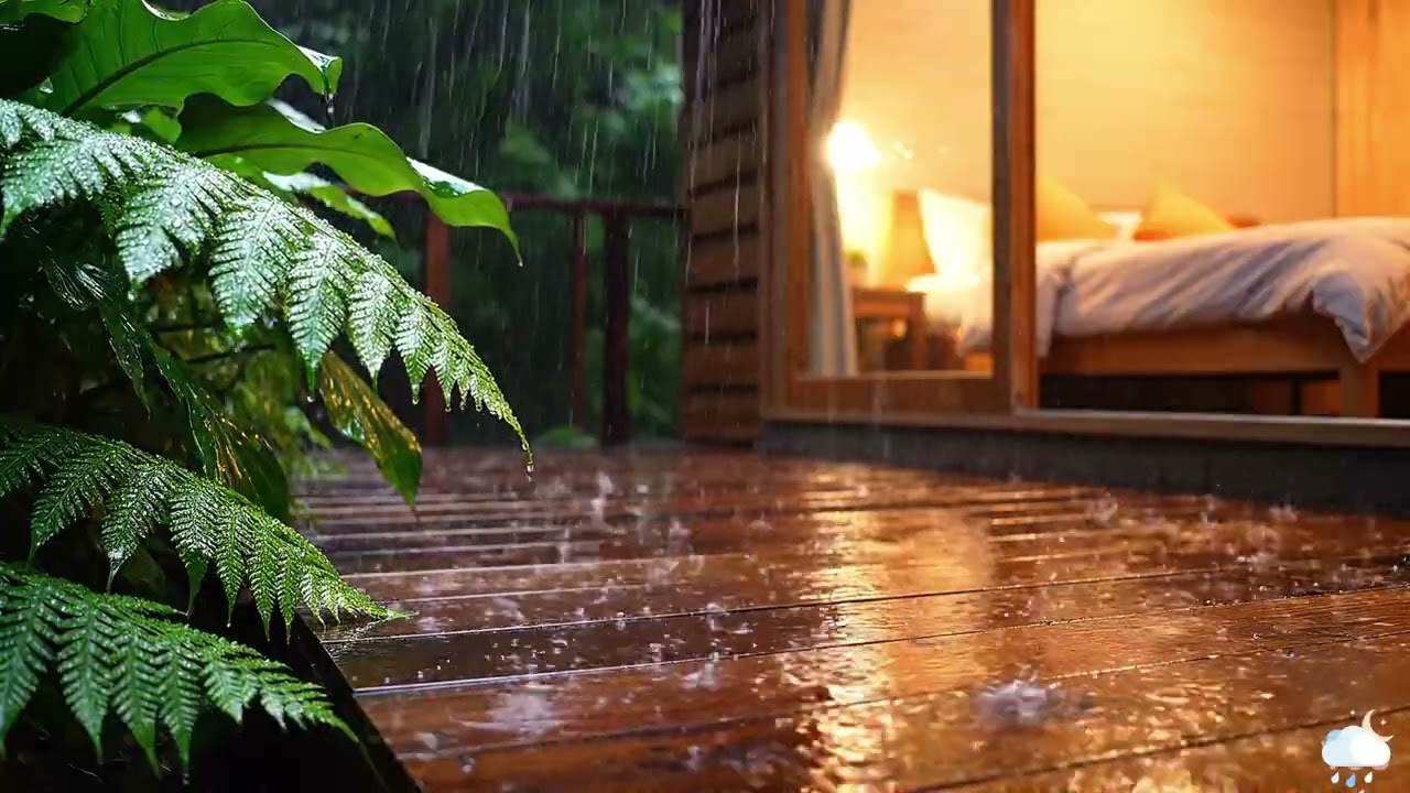 Rain on Wooden Deck 🌧️ Cozy Cabin Rain Sounds for Deep Sleep & Relaxation #asmrrain