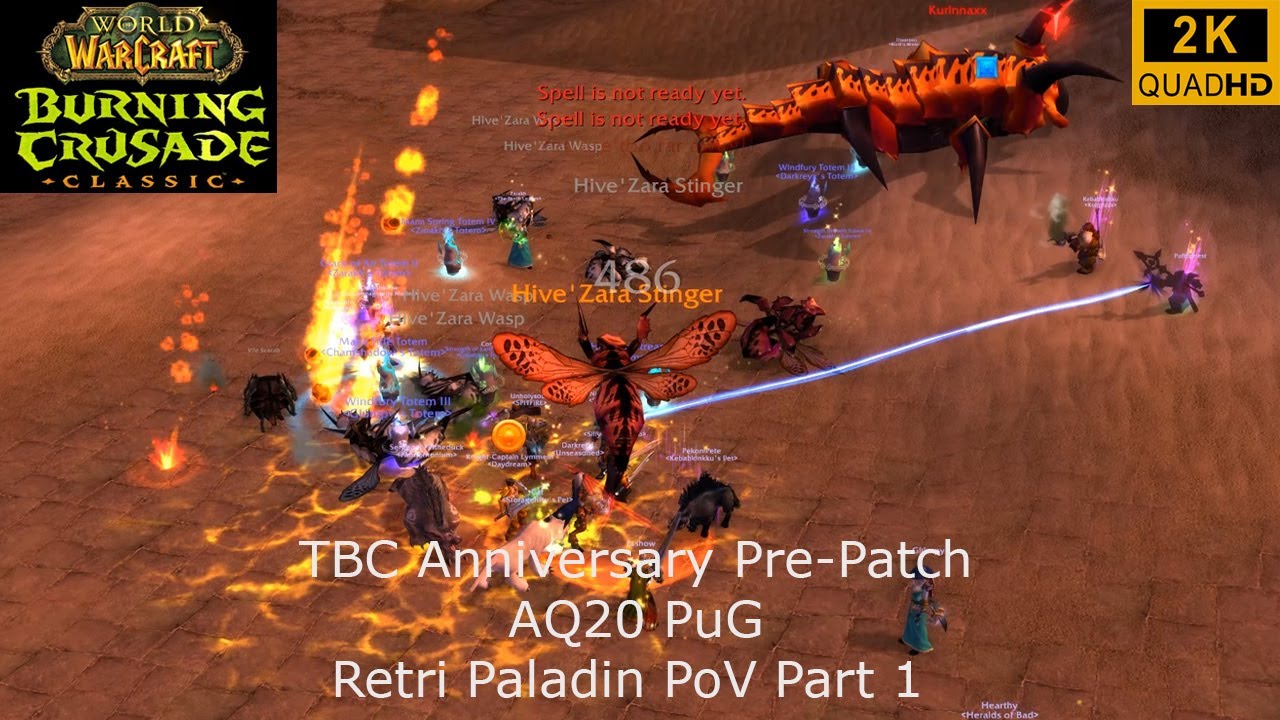 WoW TBC Anniversary Pre-Patch | Ruins of Ahn’Qiraj PuG Part 1 | Retri Paladin PoV | No Commentary 2K