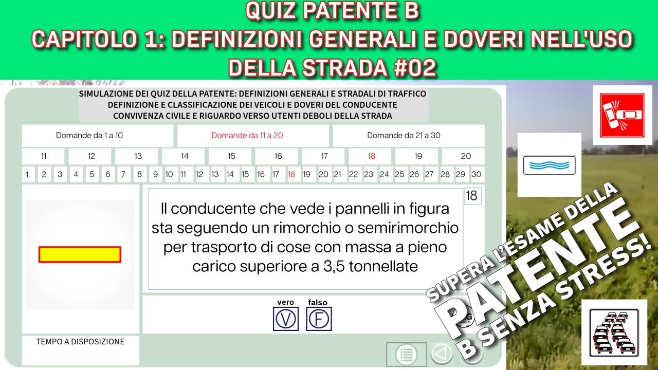 Quiz Patente B - Capitolo 1: Definizioni Generali e Doveri nell'Uso della Strada #02