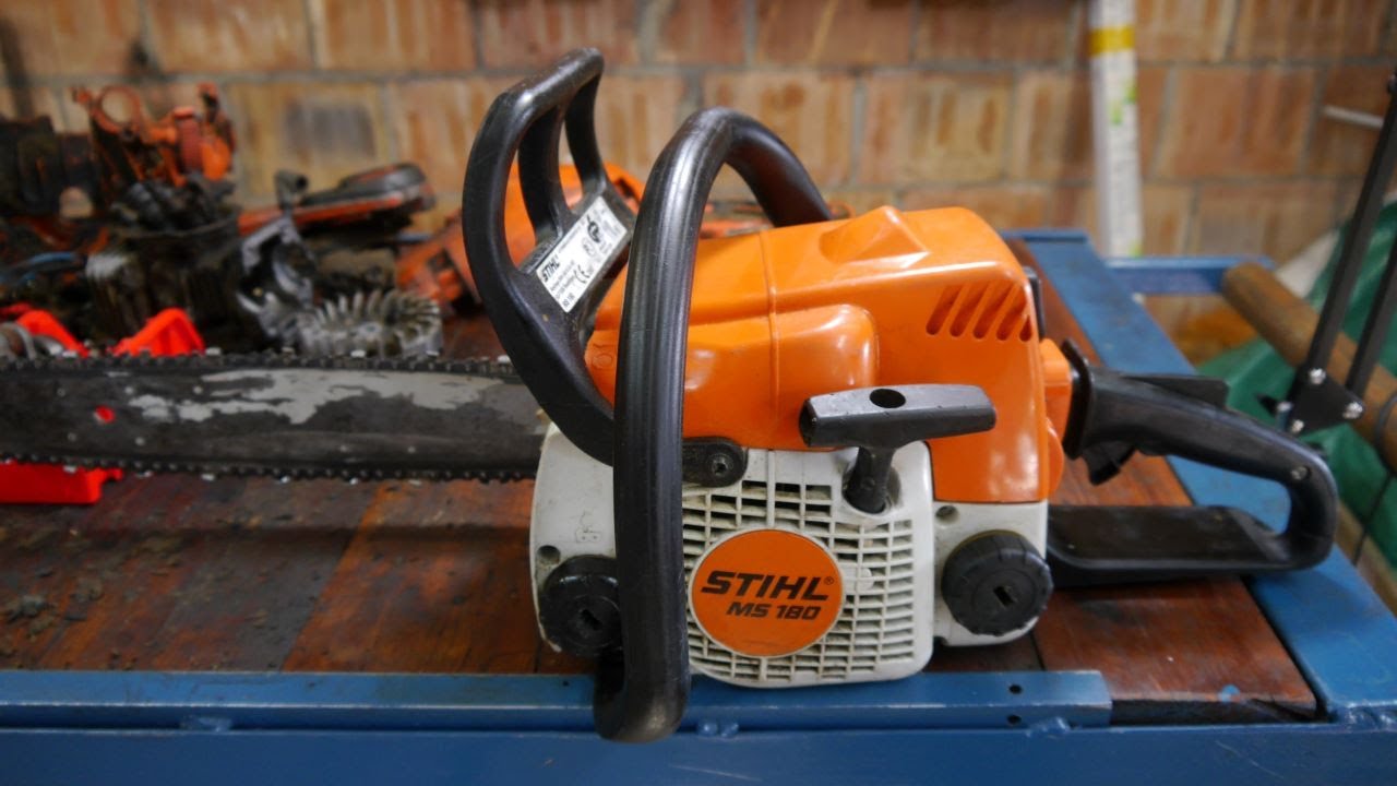 #rpgarażowo. Stihl MS 180 z 2007r.  Przegląd. Pomiar kompresji. Regulacja wolnych obrotów.