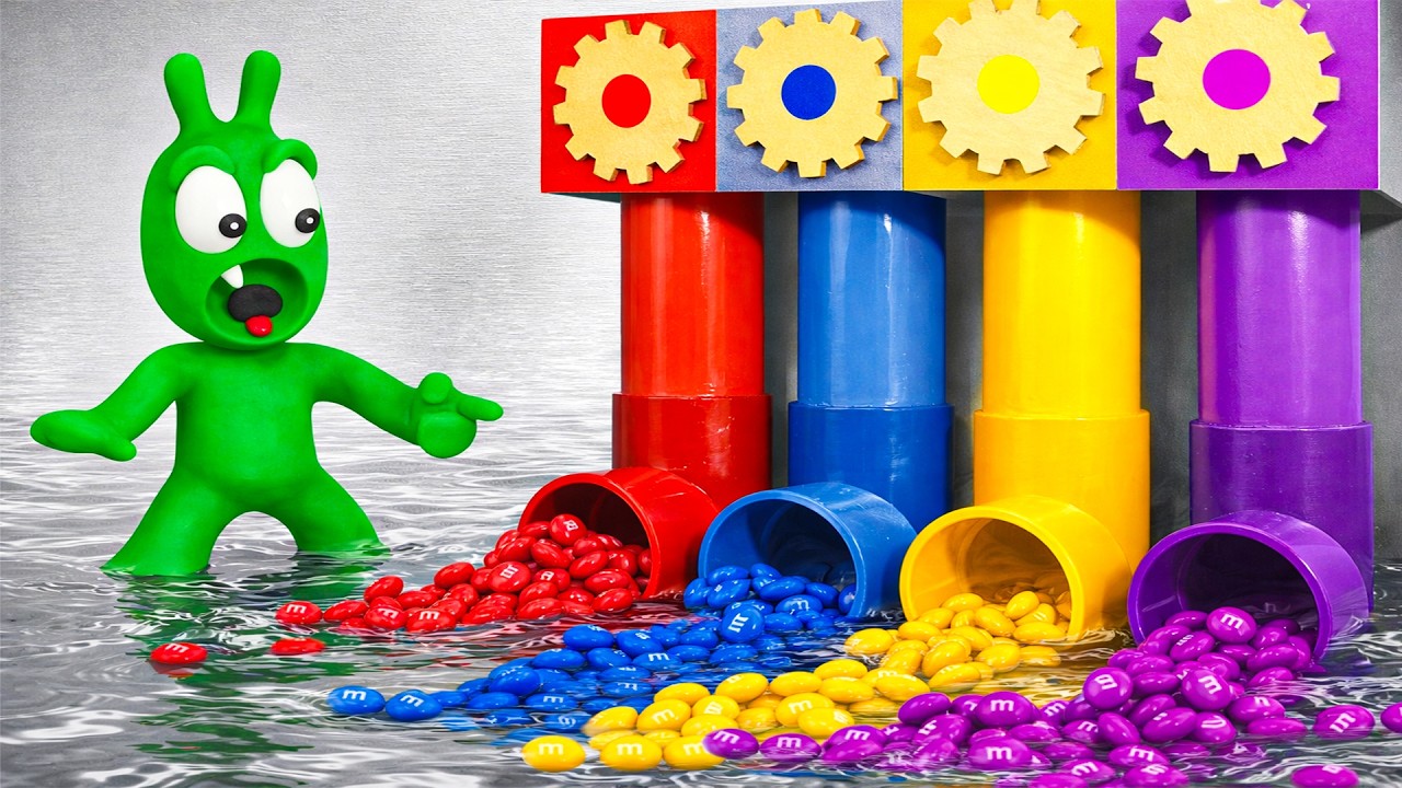 Pea Pea Learns to Use a Candy Pipe Machine to Make Colorful Sweets!