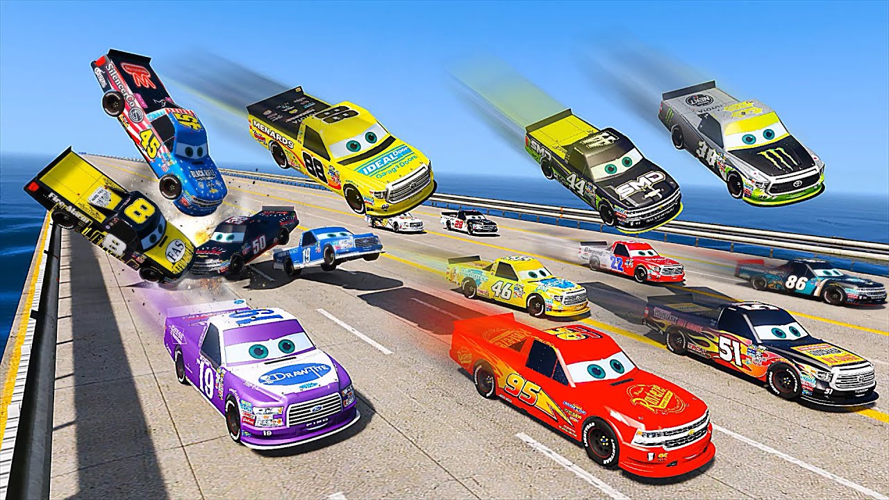 Race Cars Nascar Pickup Trucks Super Speed - Pickup Truck McQueen VS Cars and Friends