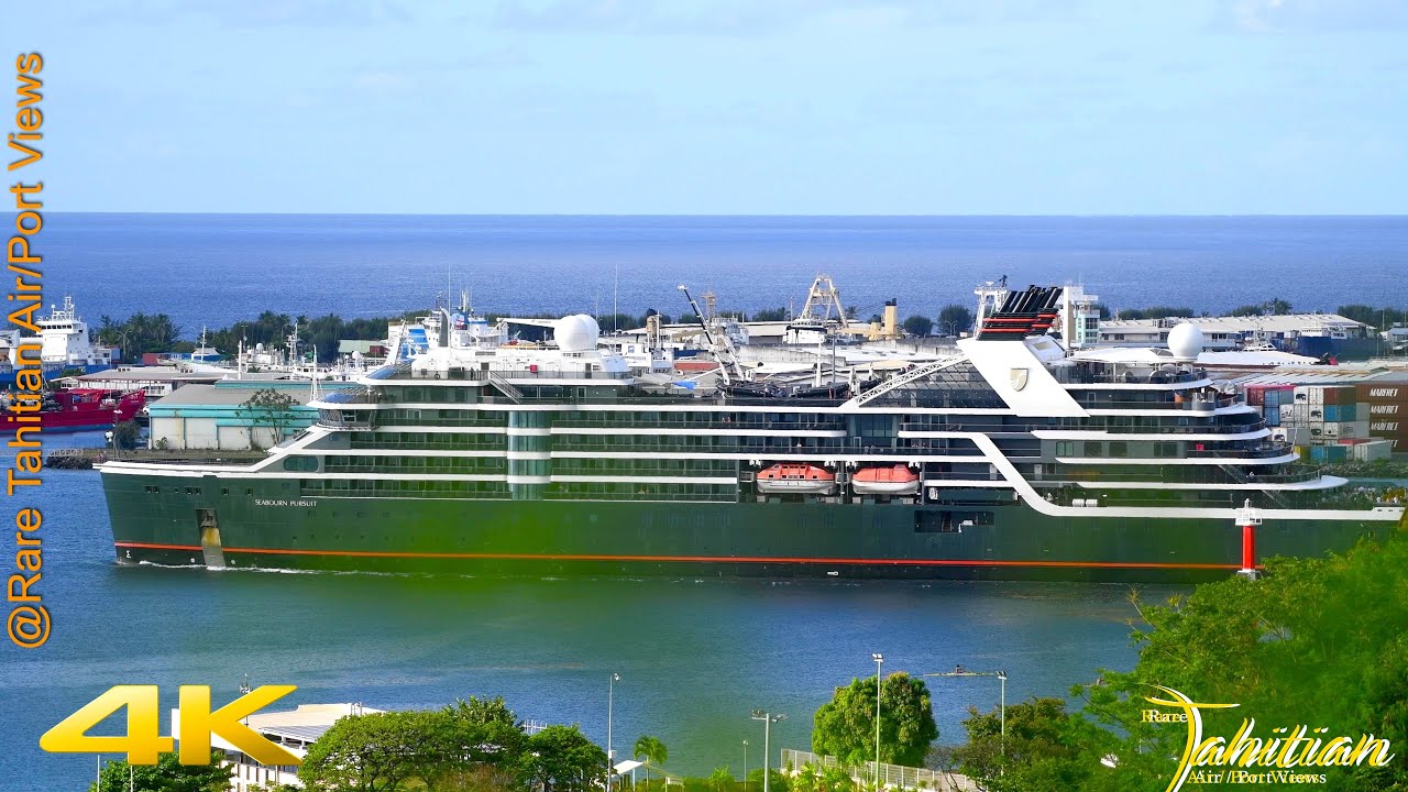 Cruise ship SEABOURN PURSUIT, as seen departing Papeete port of call
