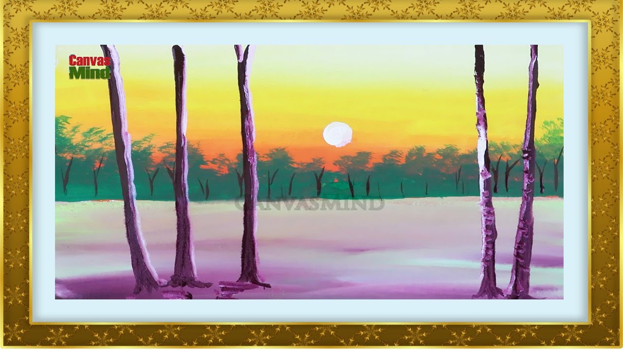 Beautiful Sunset Scenery Paintings in Forest View by CanvasMind