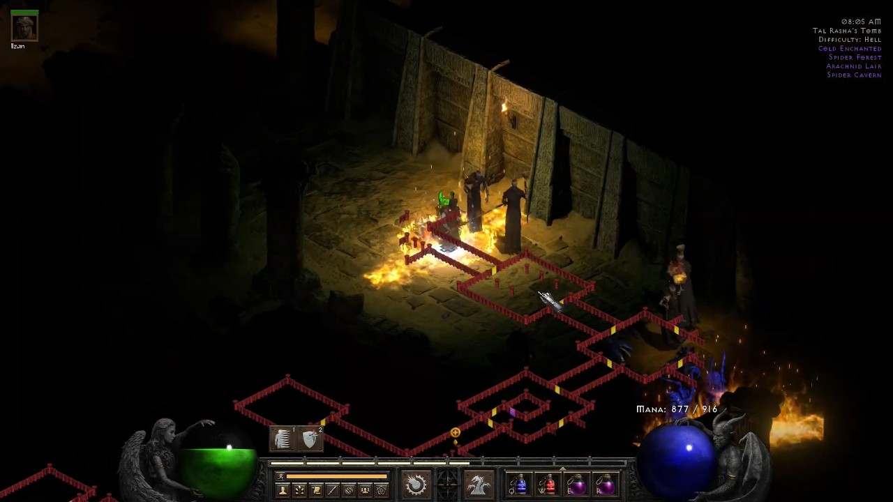 Sorceress Fire Ball & Hydra Build farming in Tal Rasha Tomb  (Diablo 2 Resurrected: ROTW)