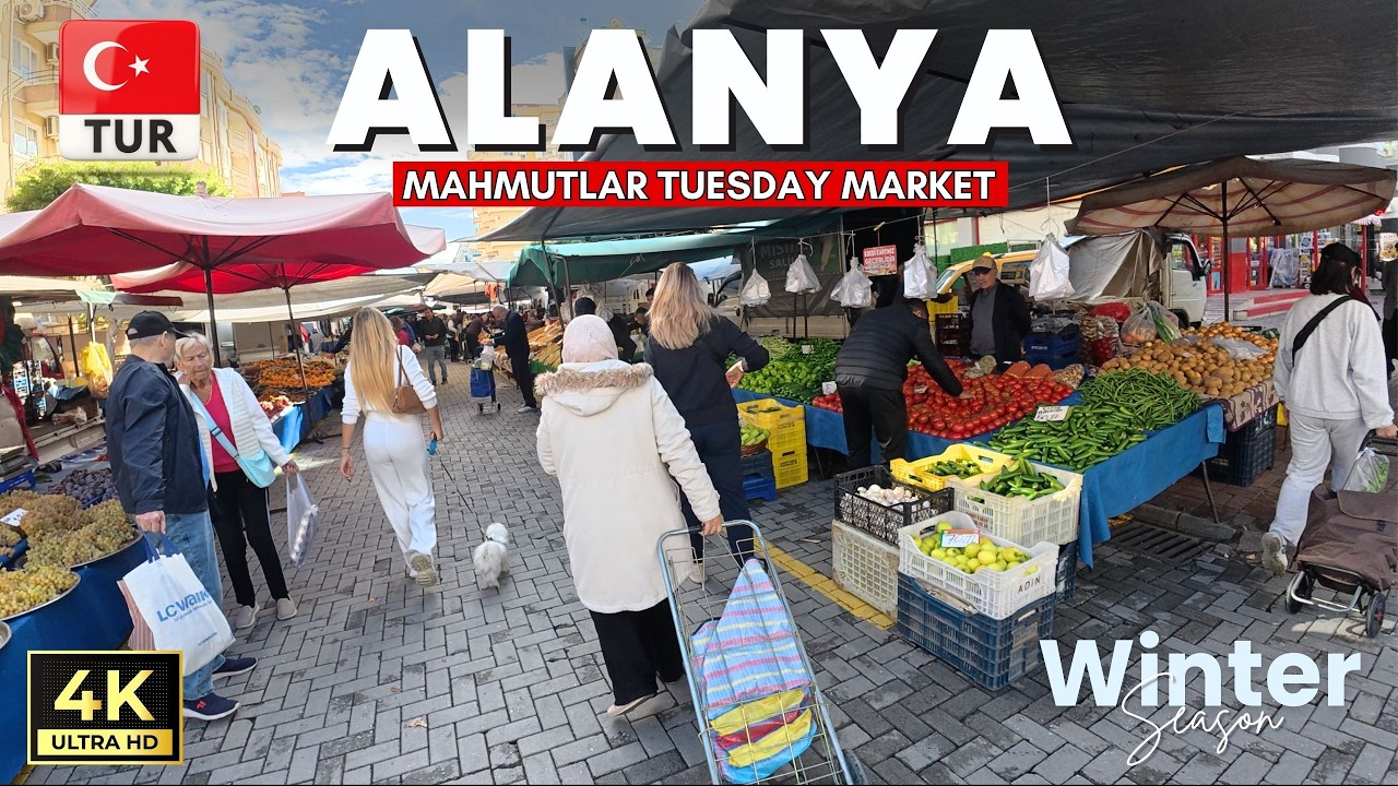 Зимнее солнце в Алании: Уютная атмосфера вторничного рынка Махмутлар! ☀️🍊 | Анталья, Турция
