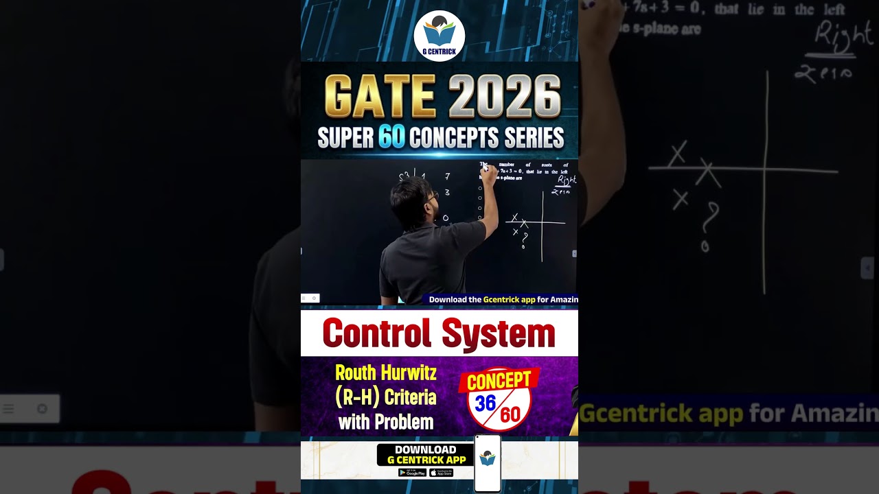 36/60 | Routh Hurwitz R H Criteria with Problem | Control System | GATE 2026 | SK Sir | Gcentrick