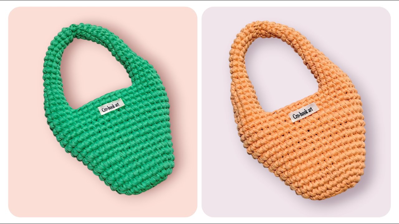 كروشيه شنطه بخيط الكليم| Crochet Bag With t-shirt yarn|cro-hook art