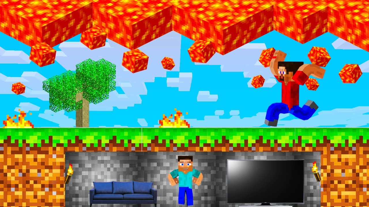 Surviving The FALLING LAVA Challenge?! (Minecraft Gameplay)