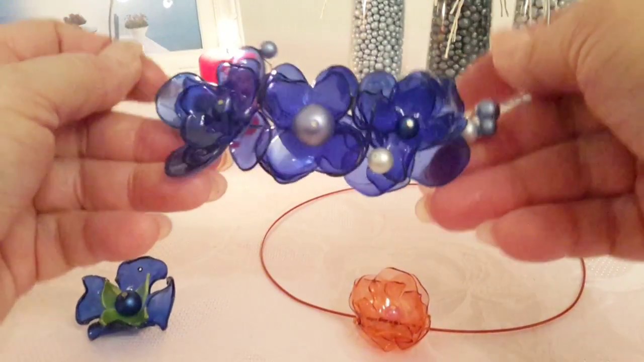 ЦВЕТЫ ИЗ ПЛАСТИКОВЫХ БУТЫЛОК, нежное ожерелье..flowers from plastic