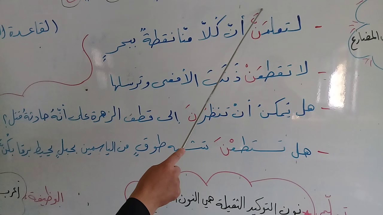 بناء الفعل المضارع - اللغة العربية - الصف السابع