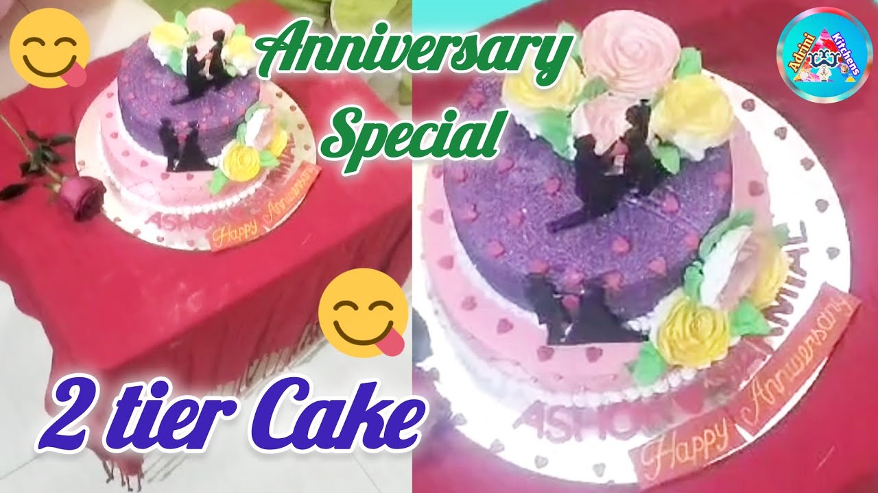 How to Make 2 Tier Anniversary Cake at Home | Adrini Kitchens