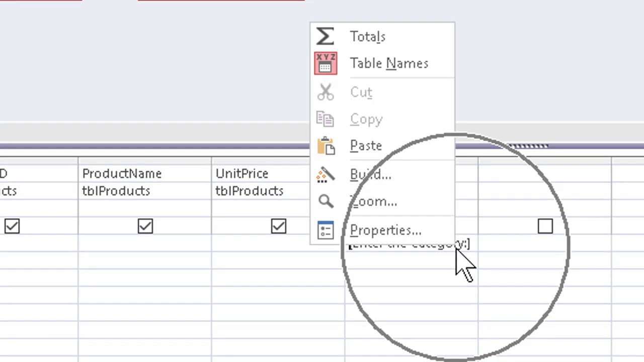 Creating a Parameter Query in Access
