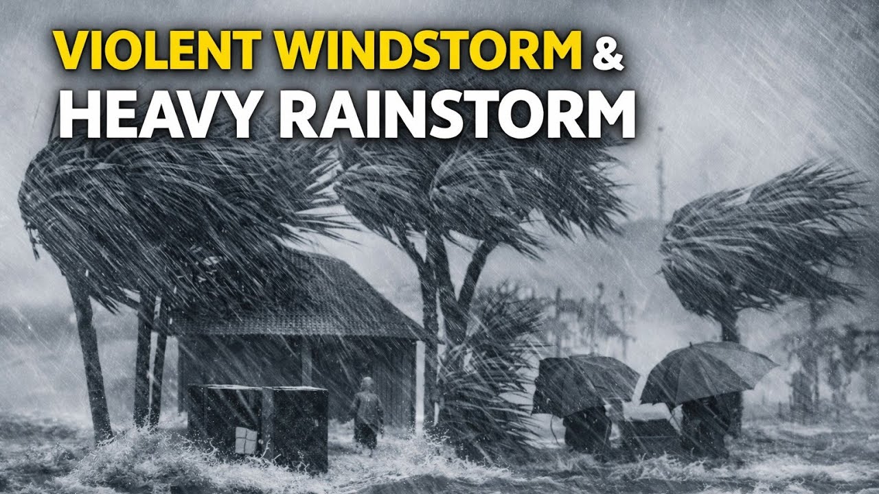 Heavy Rain Storm and Strong Wind | Rain Walk for Sleeping (ASMR)