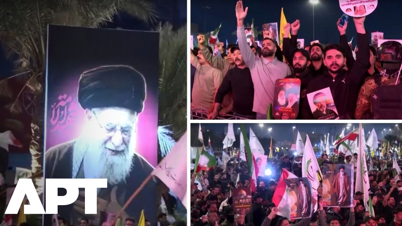 Crowds Wave Flags and Posters of Ali Khamenei at Iraq Al-Quds Day Rally | APT