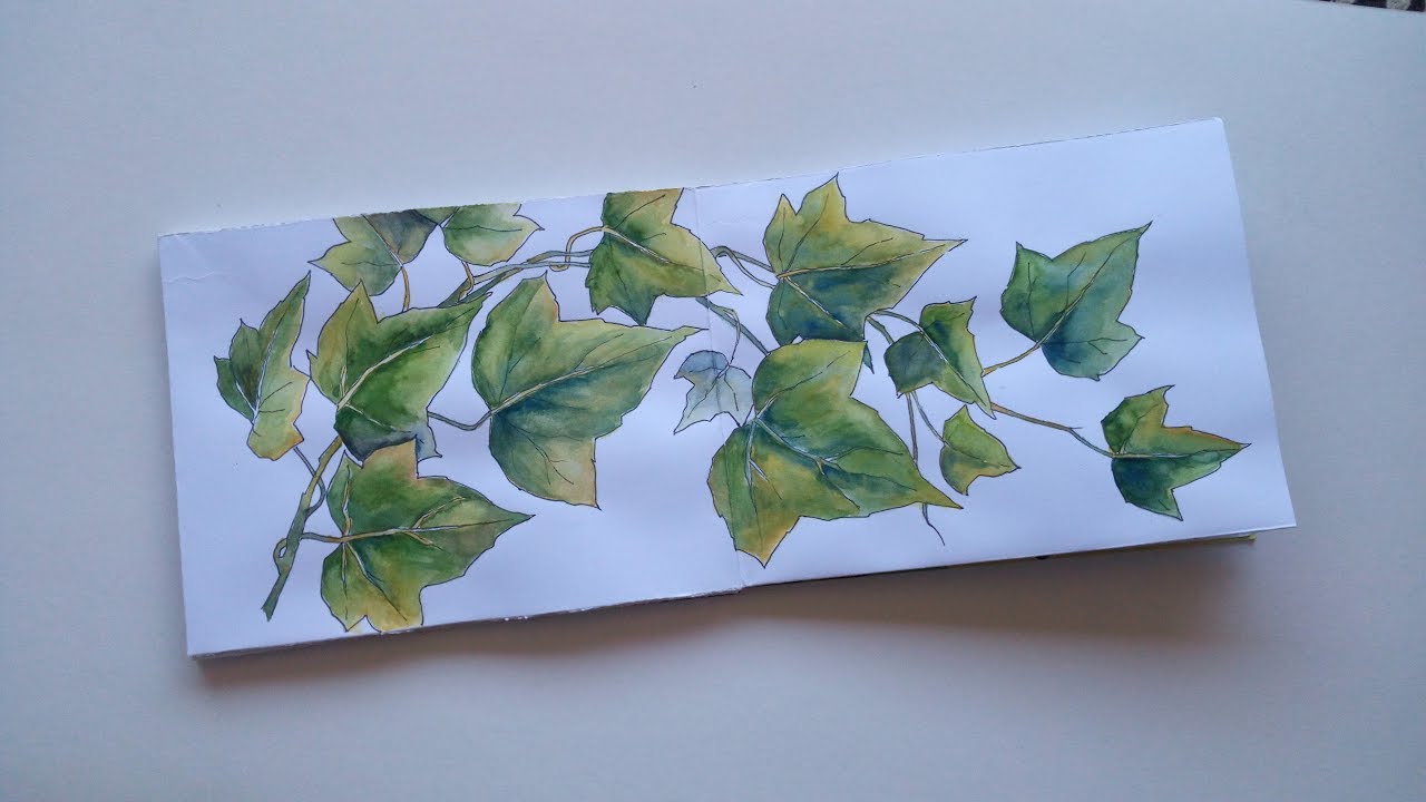 Crear una sencilla acuarela en tu cuaderno de artista -Make a simple watercolor with an easy drawing