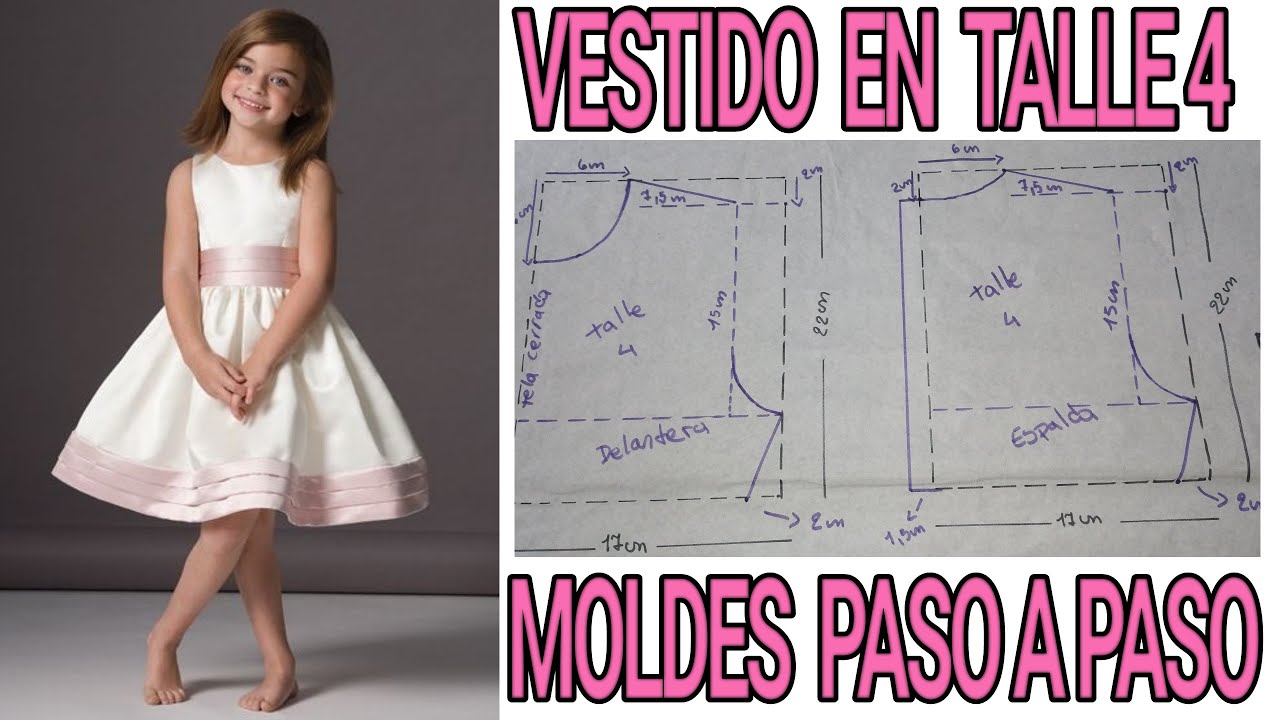 COMO HACER VESTIDOS EN TALLE 4 💖💖 MOLDES PASO A PASO 💖💖
