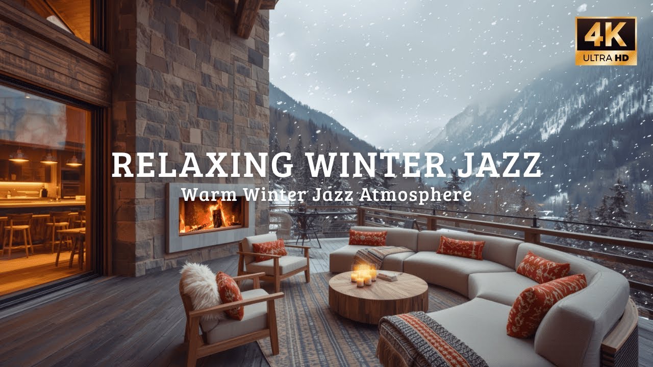 🔴 Peaceful Winter Retreat ❄️ Cozy Cabin Piano Jazz & Crackling Fireplace