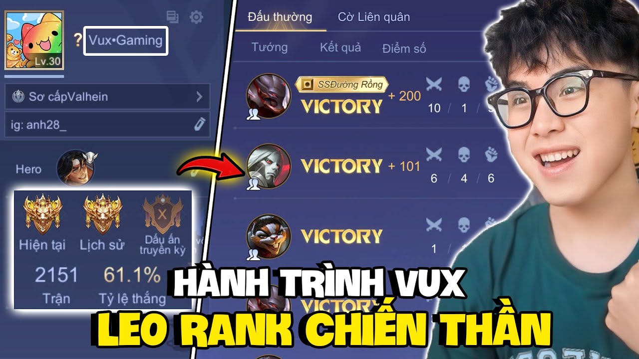 VUX HÀNH TRÌNH ĐẦU TIÊN LÊN CHIẾN THẦN VỚI NICK CHÍNH ĐỐI ĐẦU TOÀN CAO THỦ ĐẦY CĂNG THẲNG