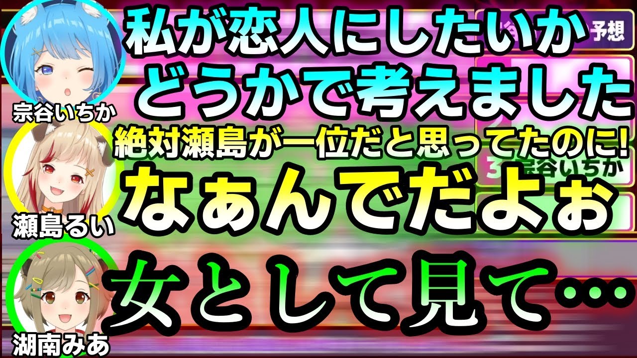 宗谷いちかの恋人にしたいランキングで大盛り上がりするあにまーれメンバー達【瀬島るい/湖南みあ/飛良ひかり/大浦るかこ】