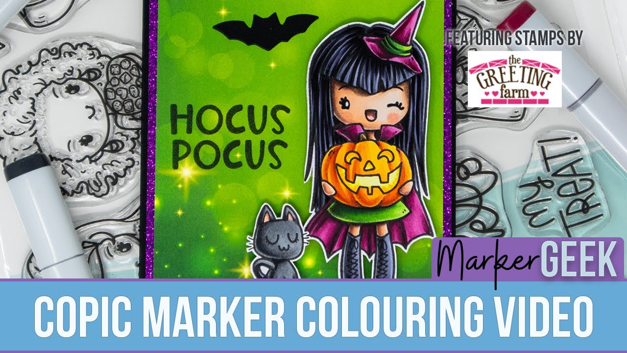 Copic colouring Halloween Miss Anya from The Greeting Farm Miss Anya All Year clear stamp kit