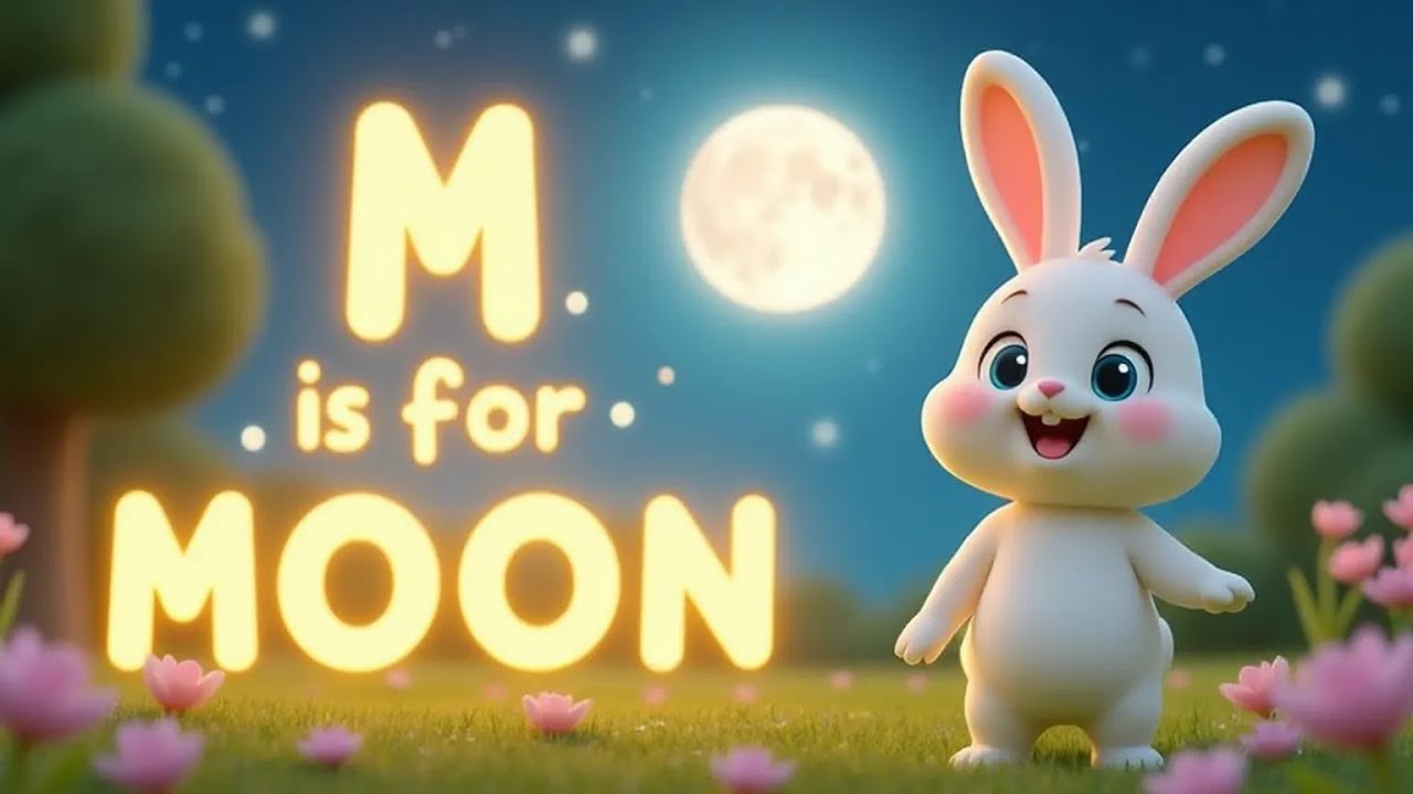 M is for Moon | ABC Song with Bubbles | Letter M Learning Song for Kids