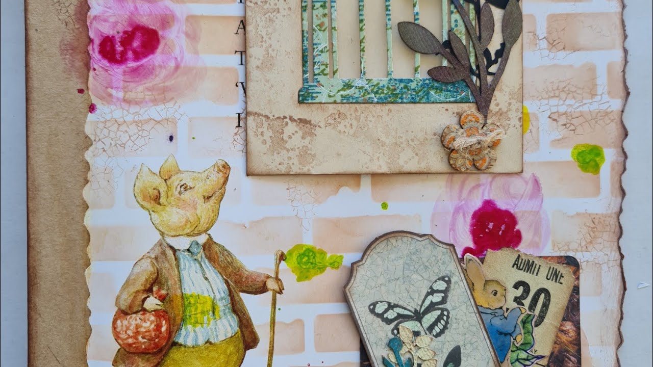 Add a die-cut window to a coin envelope and using children's book pages.
