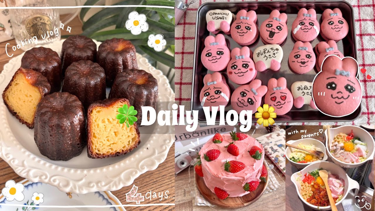 【Vlog】お菓子作りが大好きな社会人の平和な日常🏡✨カヌレ&キャラマカロンに挑戦❤️‍🔥ｹｰｷを実家へお届け🚚💨#お正月 #一人暮らし
