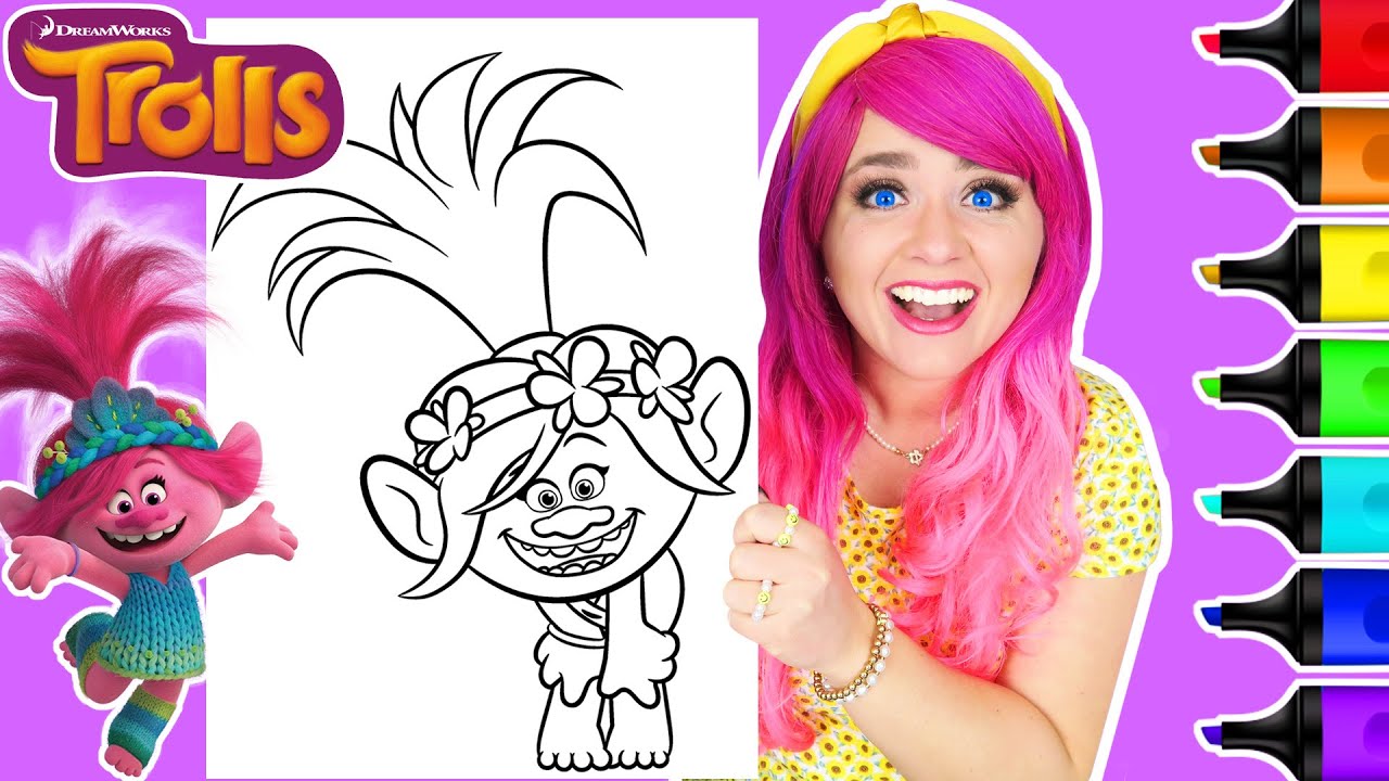 Coloring Poppy from Trolls Coloring Page | Ohuhu Art Markers