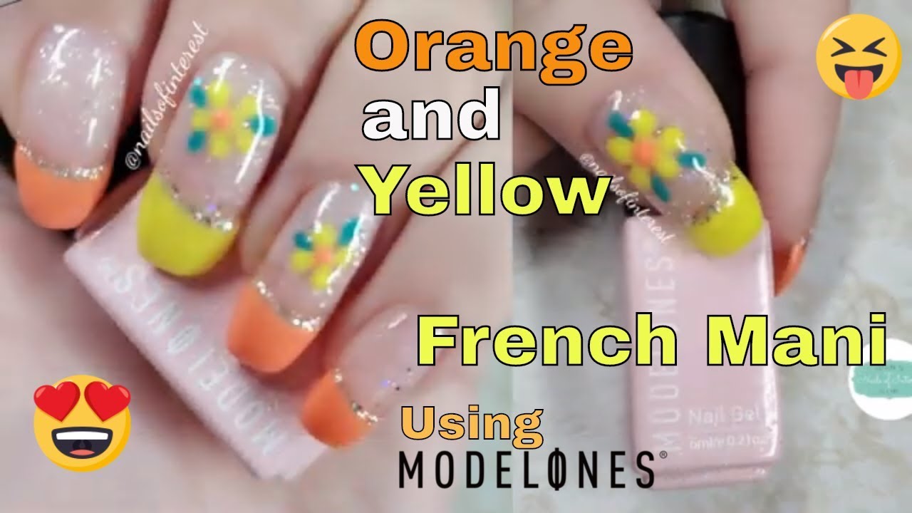 Orange and Yellow French Manicure Using Modelones 16 Piece Gel Polish Set #1 15% Off!🎉
