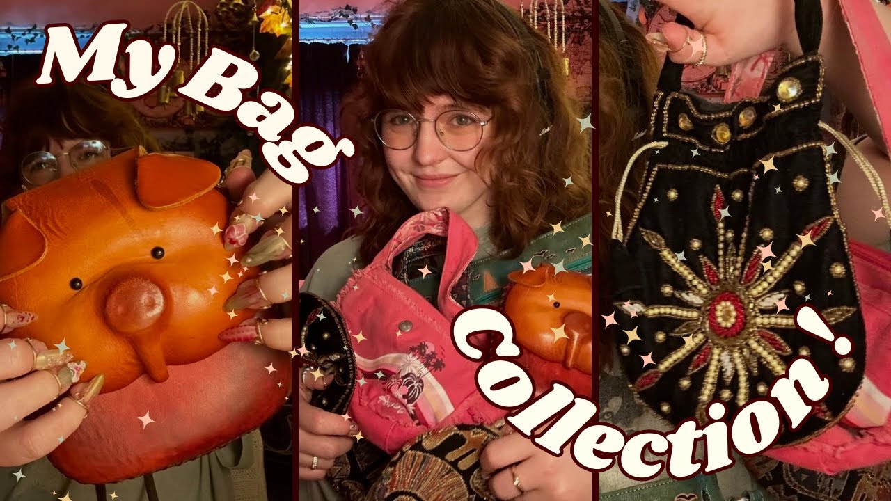 Thrifted Bag Collection ASMR ! 👜 whispers + fabric scratching