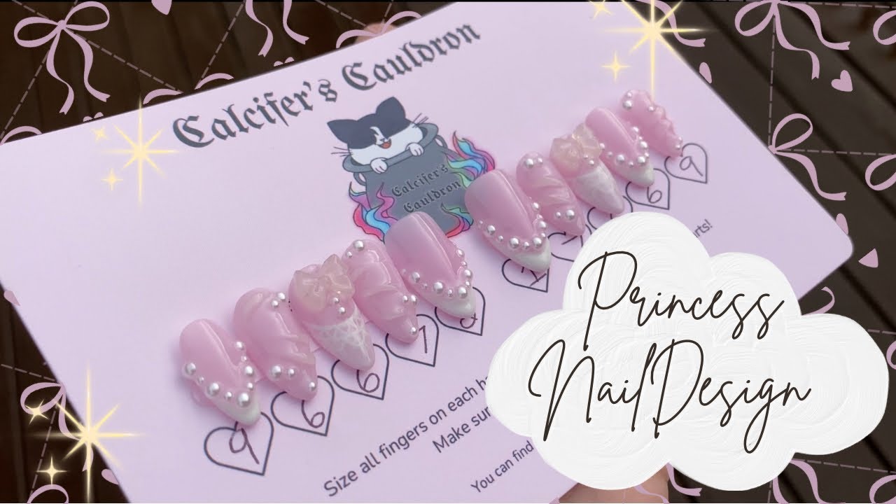 🎀💐 princess pearl nail design 🌸🦪